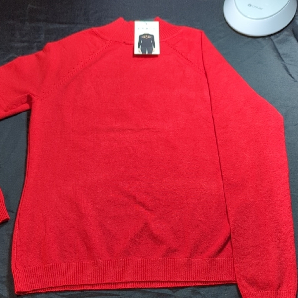 Cyrus Vibrant Red Knit Top with Mesh Accents - Picture 13 of 14